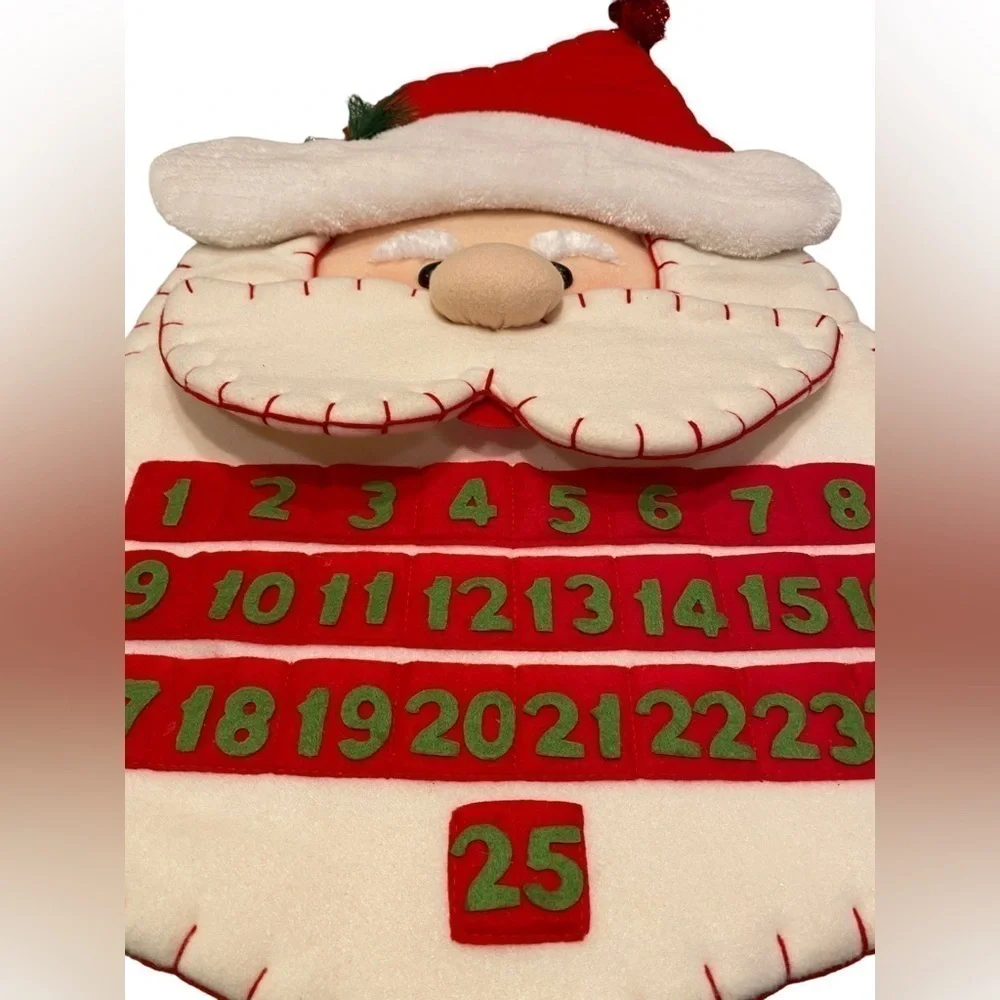 Santa Claus Hanging Felt Christmas Advent Calendar December Countdown Pockets